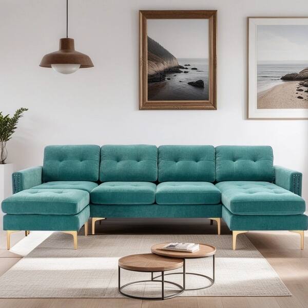 110" Simplicity LShaped Convertible Sectional Sofa Couch With Movable